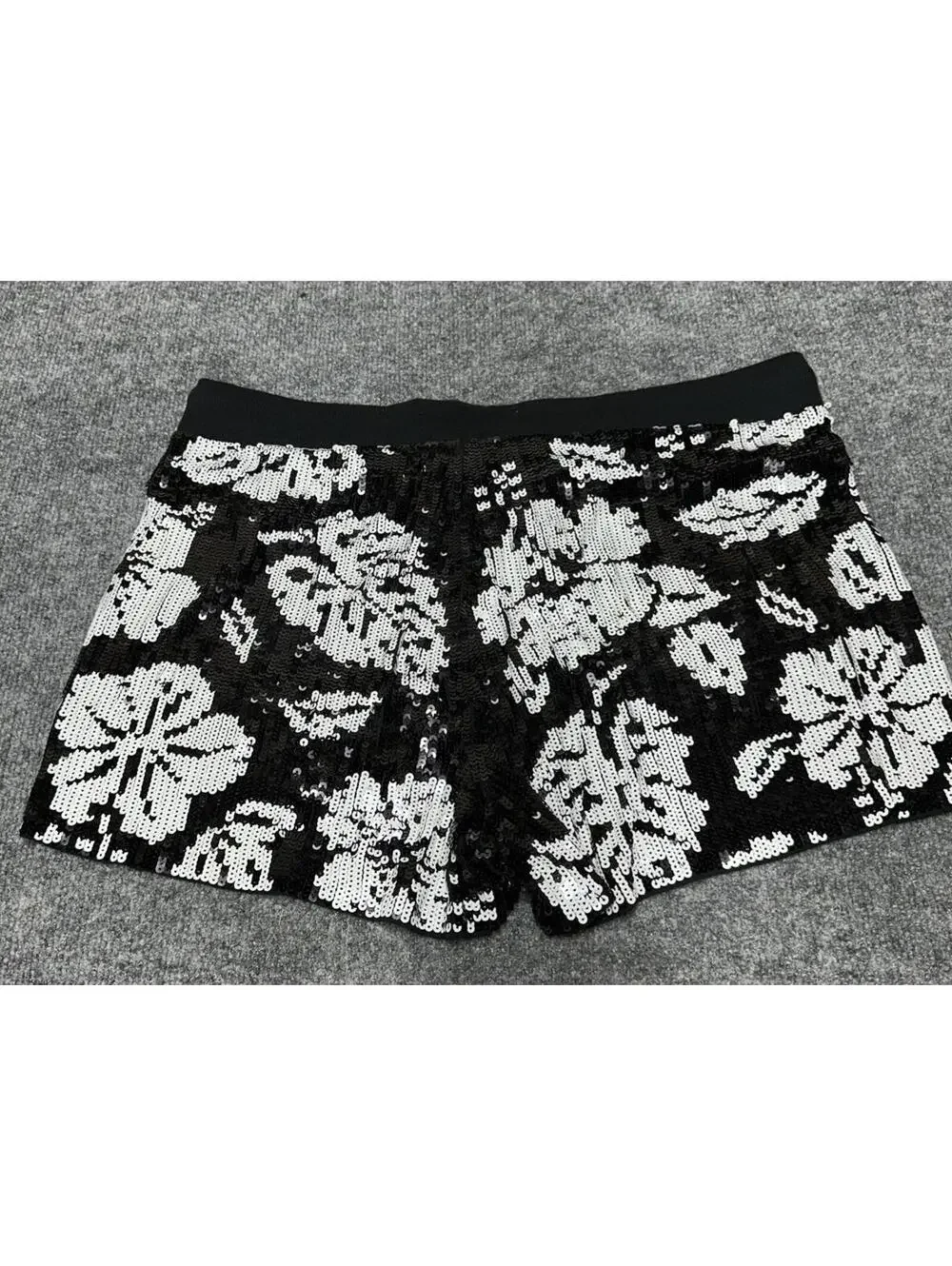 Women’s Michael Kors Black and white sequence shorts with drawstring Large